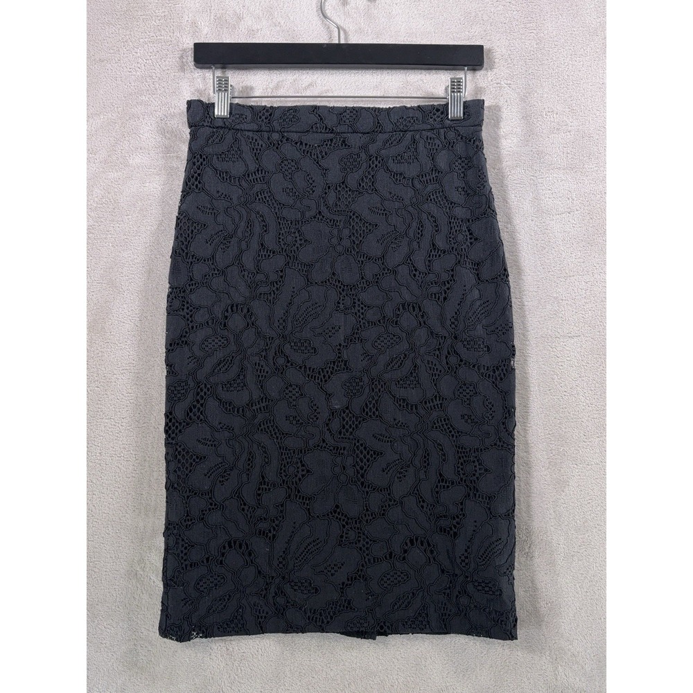 Alexis Pencil Skirt Womens XS Black Floral Lace Midi Lined Office Career Elegant